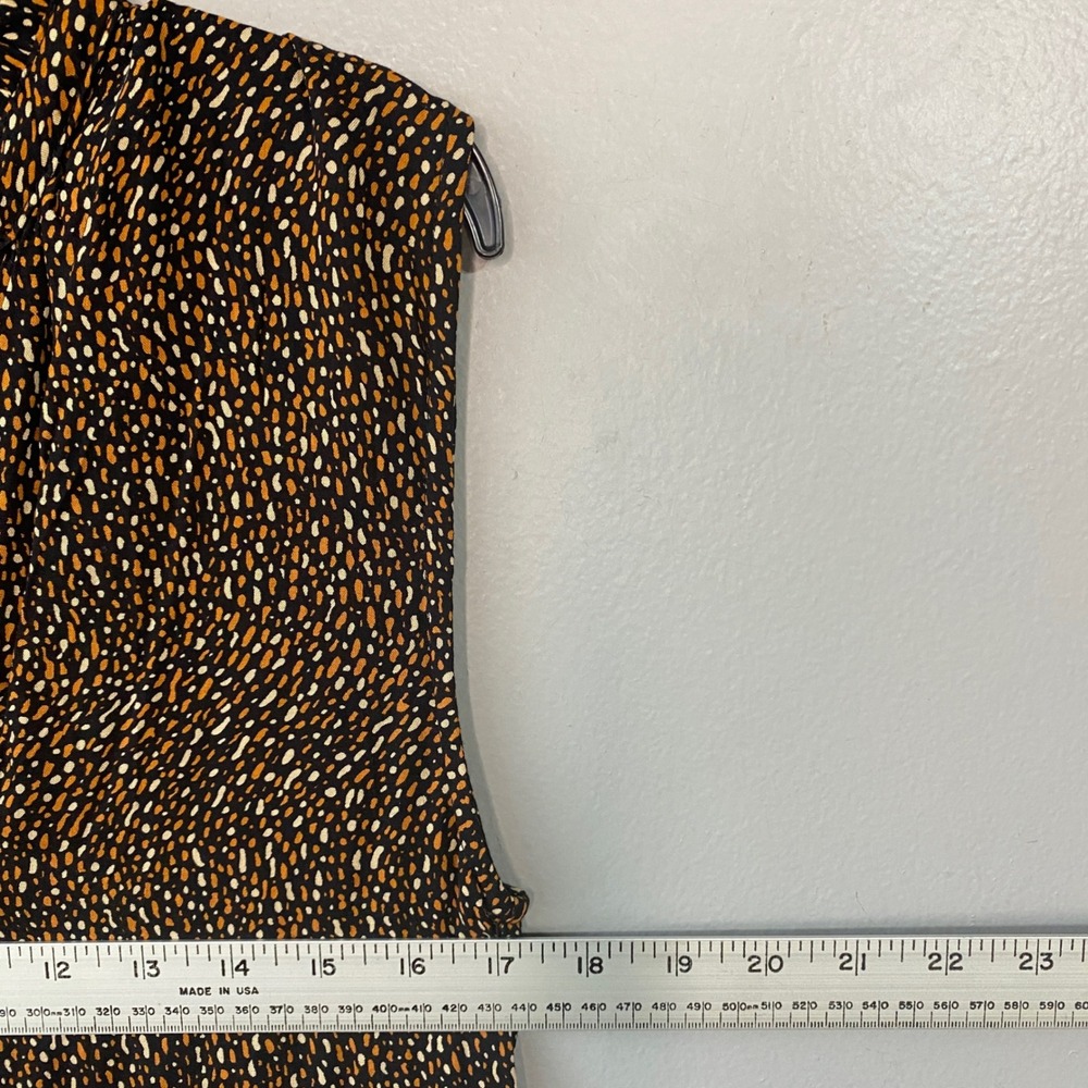 Aura The Label Women Small Black Orange Dotted Tiered Ruffle Neck Midi Dress NEW - Picture 11 of 14